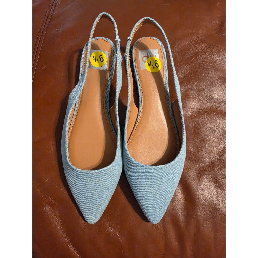 DV Dolce Vita Light Wash Denim Slingback Pointed Toe Flats Light Blue 9.5